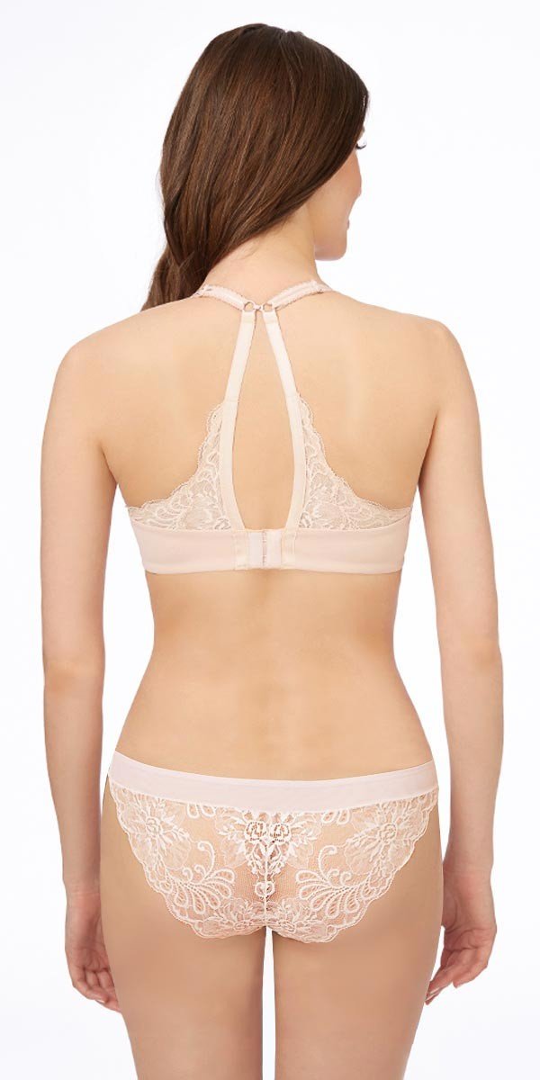 Sophia Lace T-Back Bra - Almond