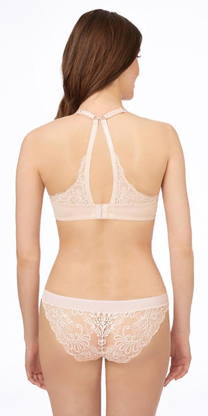 Sophia Lace T-Back Bra - Almond