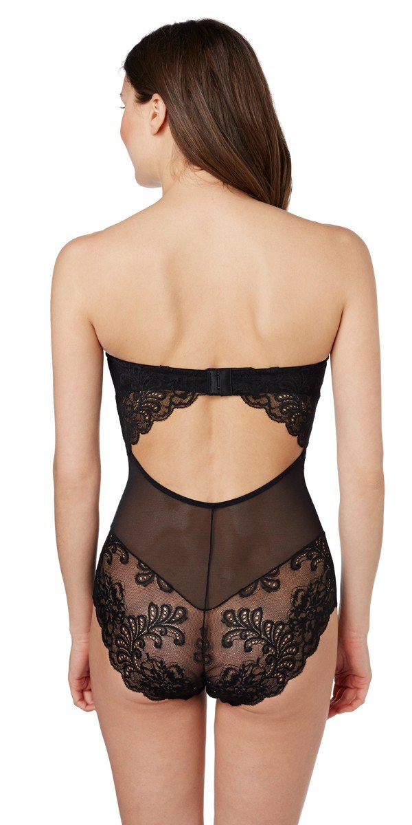 Sophia Lace Strapless Bodysuit - Black